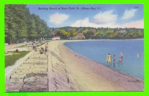 ST. ALBANS BAY, VT - BATHING BEACH AT STATE PARK - ANIMATED - RIVERSIDE PAPER CO - - Sonstige & Ohne Zuordnung