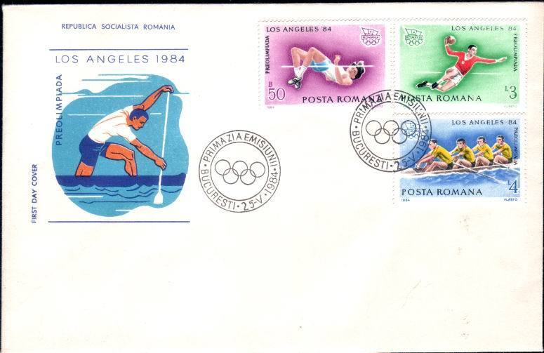 Romania FDC Olympic Games Los Angeles 1984 Rowing Etc. - Ete 1984: Los Angeles