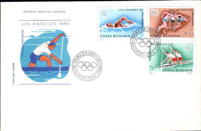 Romania FDC Olympic Games Los Angeles 1984 Rowing Etc. - Canottaggio