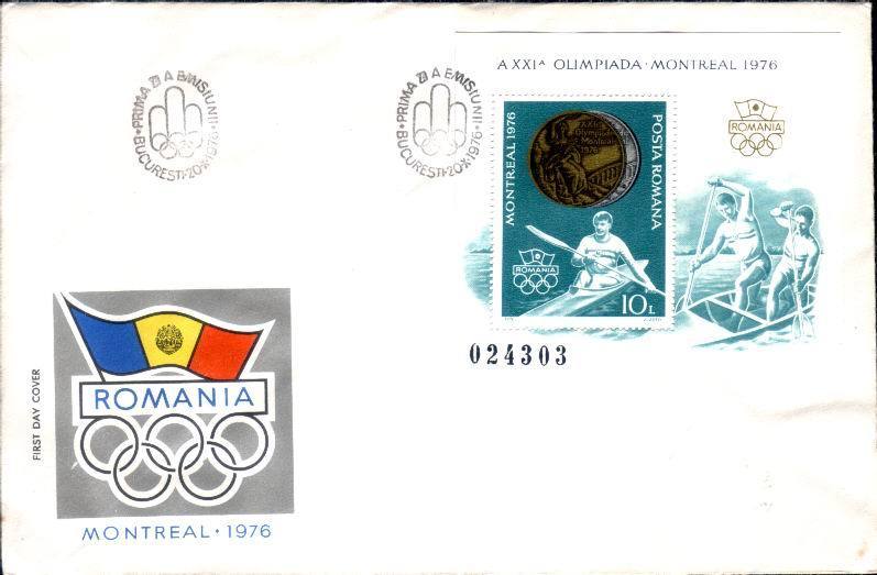 Romania FDC Olympic Games Montreal 1976 Rowing Sheet. - Rowing