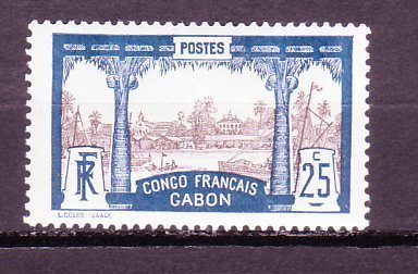 Gabon  *.  N°  39 - 25c Bleu Et Brun - Autres & Non Classés