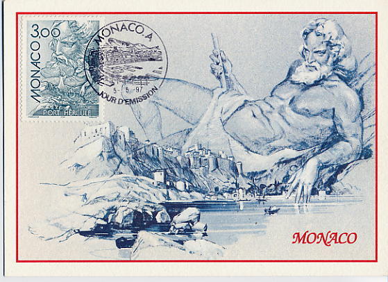 MONACO  -  PORT HERCULE D APRES STEVE CARPENTER  -  CARTE MAXIMUN  1997 - Postmarks