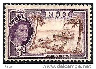 FIJI ISLANDS BRITISH PICTORIAL SHIP QEII HEAD 3 P PURPLE MLH 1953 SG285 READ DESCRIPTION!! - Fidschi-Inseln (...-1970)