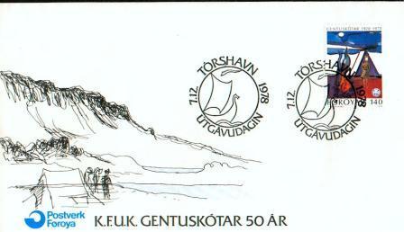 Car - Enveloppe Fdc - Postverk Foroya -  K.f.u.k. Gentuskotar 50 Ar - 07-12-1978 Avec Carte Descriptive - Other & Unclassified