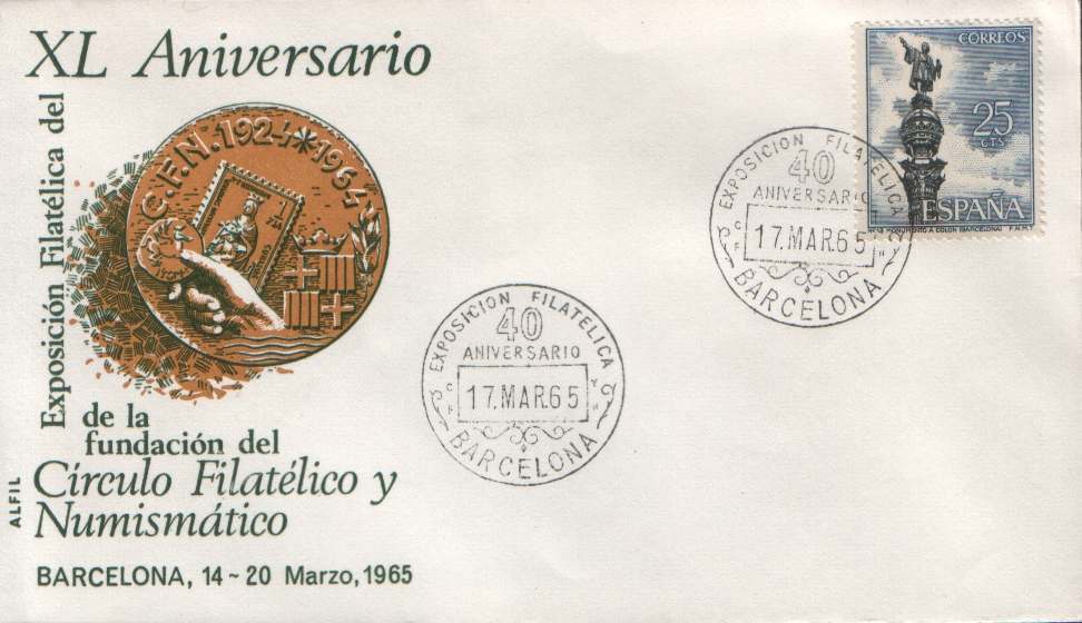 Cover Philatélie & Monnaies > Monnaies Espagne 1965 Fundacion Del Circulo Filatico Y Numismatico Barcelona - Münzen