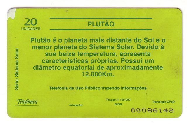 Planet - Planete - Planets - Planetes - Solar System - Systeme Solaire - Sonnensystem - Plutao ( Damaged - See Scan ) - Brazil