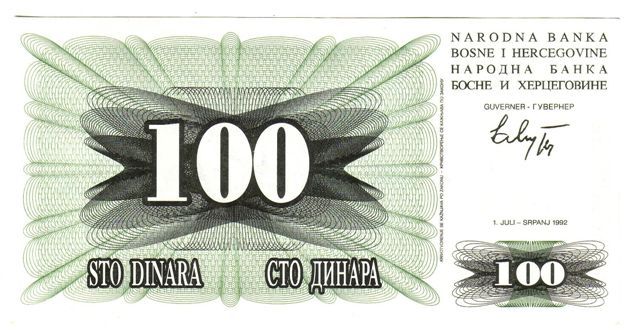 100. DINARA ( Bosnia ) Banknote - Bill - Bank Note - Notes - De Billet De Banque - Bilette De Banco - Biglietto - Bosnia Y Herzegovina