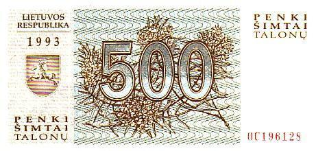 LITHUANIE  500 Talonu Daté De 1993   Pick 46   ****BILLET  NEUF**** - Lithuania