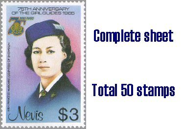 SCOUTS Nevis 1986 Girl Guides $3, Sheet:50 Stamps  (cat.val &#8364; 36,54) - St.Kitts Und Nevis ( 1983-...)