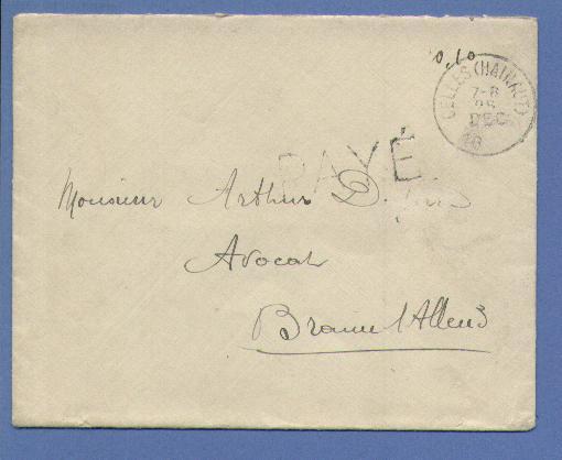 Brief Met Cirkelstempel CELLES (HAINAUT) + Stempel PAYE !!!!!!!!!! - Fortune Cancels (1919)