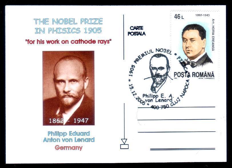 The Nobel Prize In Phisics 1905 Philipp E.A.von Lenard-Germany Cp,2005 News. - Physique