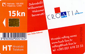 Croatia - Croatie - Kroatien -  Boat - Waterfall -  Waterfalls - Rafting - Radeau - Rowing - Croatian Chip Card CETINA - Kroatien