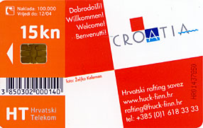 Croatia - Croatie - Kroatien -  Boat - Waterfall -  Waterfalls - Rafting - Radeau - Rowing - Croatian Chip Card CETINA - Croatie