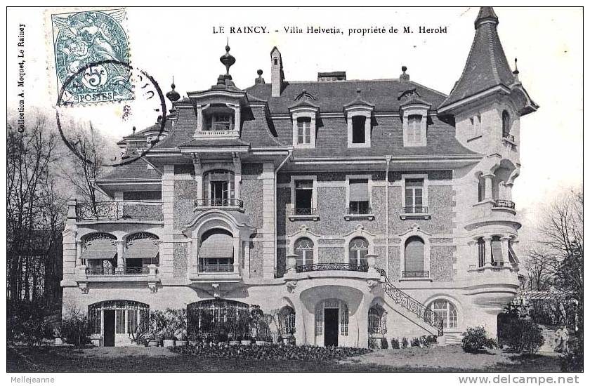 Cpa Le Raincy (93, Seine St Denis) Villa Helvetia , Propriété De M. Herold . Coll Moquet . 1906, Petite Animation - Le Raincy