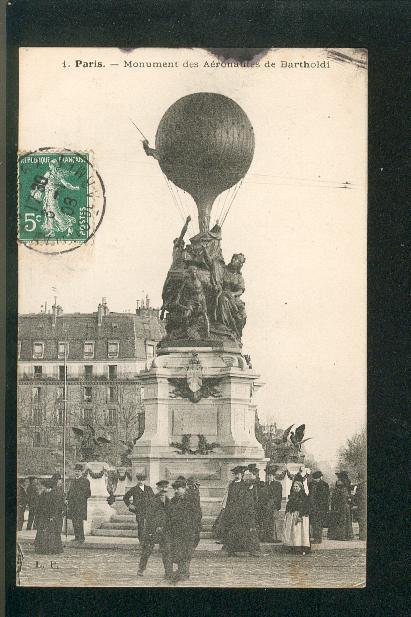 CPA Paris Monument  Des Aéronautes De Bartholdi Animée!!! - Montgolfières