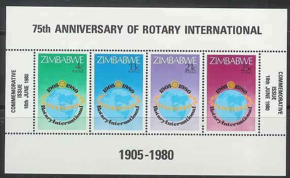 ZIMBABWE 1980 MNH Stamp(s) Rotary Block 6 #5265 - Rotary, Lions Club