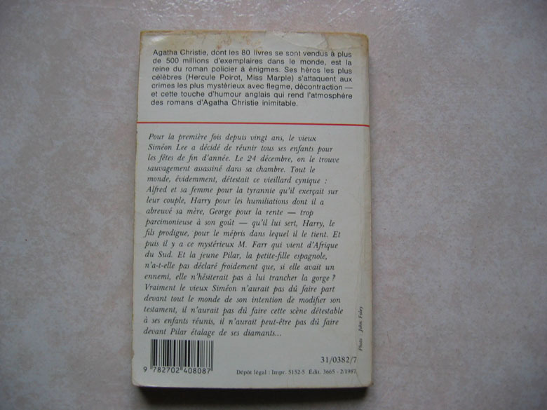 Agatha Christie : Le Noël D´Hercule  Poirot , Club Des Masques N° 308. Imprimer : 1987 - Agatha Christie