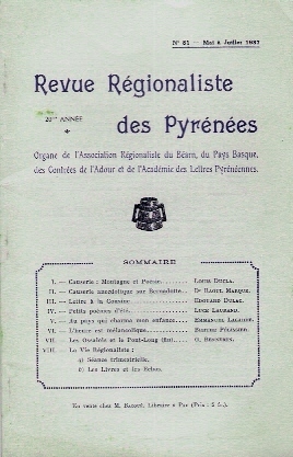 REVUE REGIONALISTE DES PYRENEES (BEARN, PAYS BASQUE ET DES CONTREES DE L´ADOUR)- N°81- De 05/1937 à 07/1937 - Baskenland