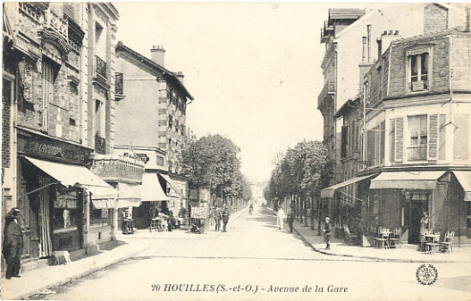 78 - YVELINES - HOUILLES - AVENUE De La GARE - COMMERCE - CAFE - CHARCUTERIE - SUPERBE CARTE ANIMEE - Houilles