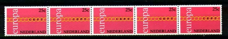 PAYS-BAS - Yvert -\"Europa\" Bande De Cinq = 4 X 932 +  932a - Cote 7 € - 1971