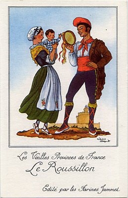 66 - PYRENEES ATLANTIQUE - LE ROUSSILLON - FOLKLORE - COSTUME - CARTE PUB JAMMET - SIGNEE J. DROIT - Languedoc-Roussillon