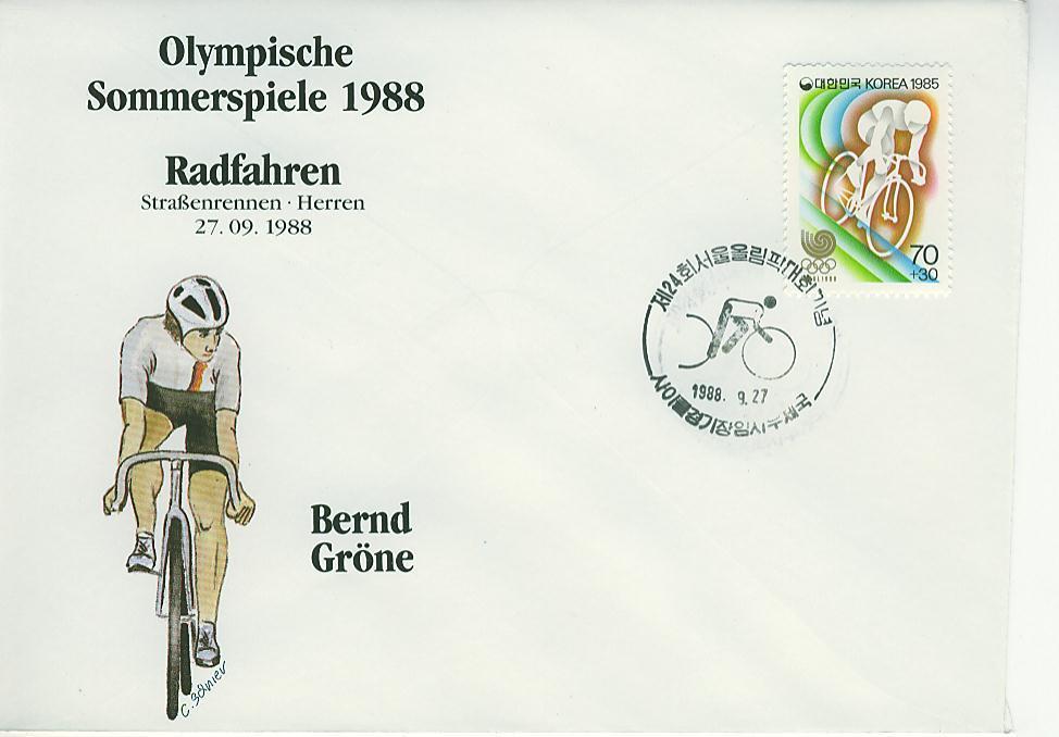 C1465 Cyclisme Bernd Grone Cachet Illustre Corée Du Sud 1988 Jeux Olympiques De Seoul - Sommer 1988: Seoul