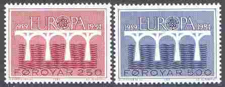 CEPT / Europa 1984 Feroé N° 91 Et 92 ** Pont De La Coopération Européenne - 1984