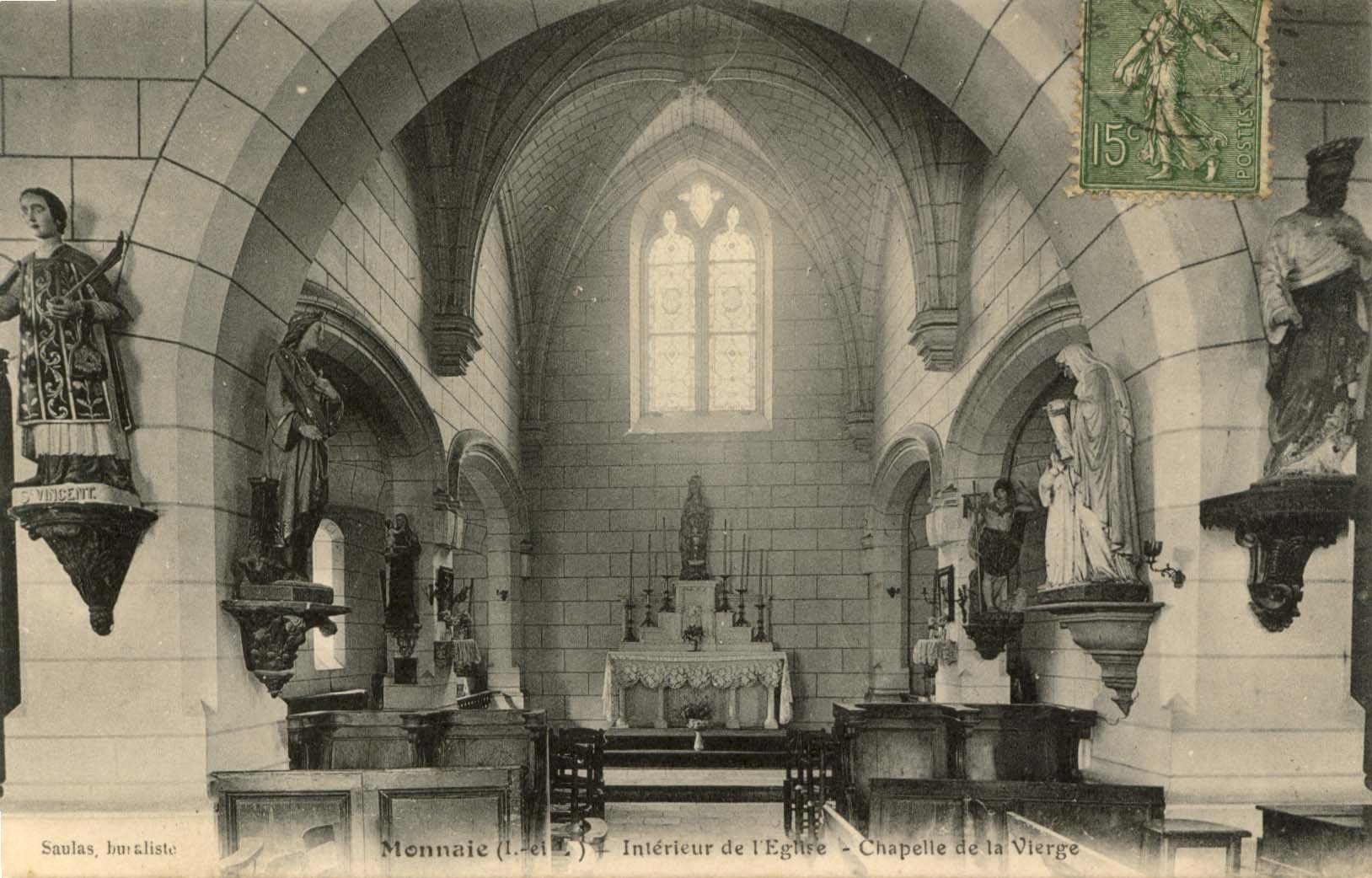 Monnaie. Intérieur De L'église. Chapelle De La Vierge. Saulas Buraliste. - Monnaie