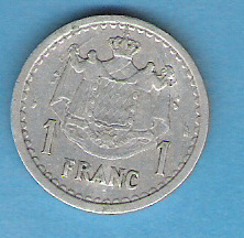 MONACO . 1 FRANC . LOUIS II . 1943 . - 1922-1949 Louis II