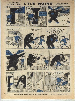 Planche TINTIN "L´ILE NOIRE" N° 034/1960 Tri-chrome 1960 - Tintin