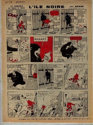 Planche TINTIN "L´ILE NOIRE" N° 036/1960 Tri-chrome 1960 - Tintin