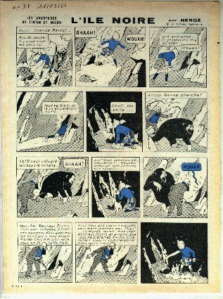 Planche TINTIN "L´ILE NOIRE" N° 037/1960 Tri-chrome 1960 - Tintin