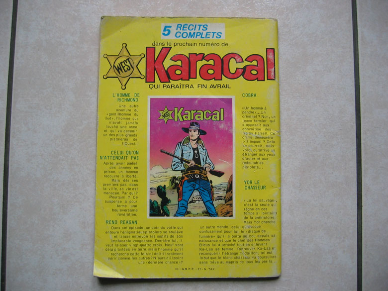 Karacal N° 1 : 5 Récits Complets, Sagedition 1976 - Sagédition