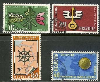 SWITZERLAND 1954 Used Stamp(s) Mixed Issue 593-596 #3712 - Oblitérés