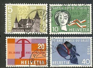 SWITZERLAND 1958 Used Stamp(s) Mixed Issue 653-656 #3721 - Used Stamps