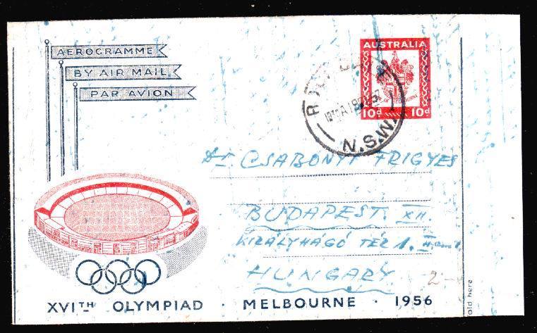 Australia Aerogramme Mailed,1956 Olympic Games,rare. - Summer 1956: Melbourne