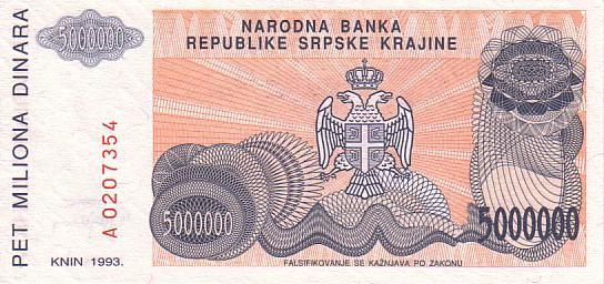 CROATIE    5 000 000 Dinara   Emission De 1993   Pick R24a    *****BILLET  NEUF***** - Croazia