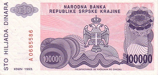 CROATIE   100 000 Dinara  Daté De 1993   Pick R22a     ***** BILLET  NEUF ***** - Croazia