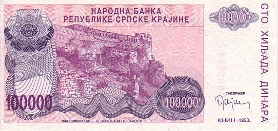 CROATIE   100 000 Dinara  Daté De 1993   Pick R22a     ***** BILLET  NEUF ***** - Croatie