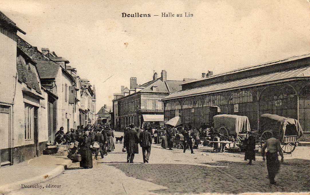 80 DOULLENS Halle Au Lin, Marché, Animée, Ed Decauchy, 191? - Doullens