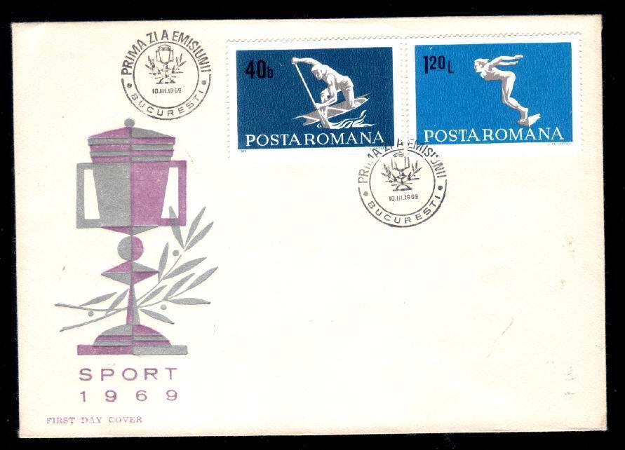 Romania  FDC,1969with Rowing . - Aviron