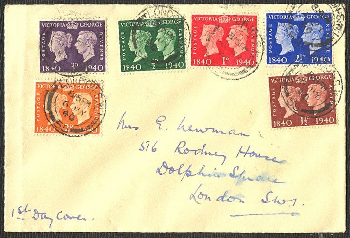 GREAT BRITAIN - STAMP CENTENARY 1940 - FULL SET ON FDC! - ....-1951 Vor Elizabeth II.