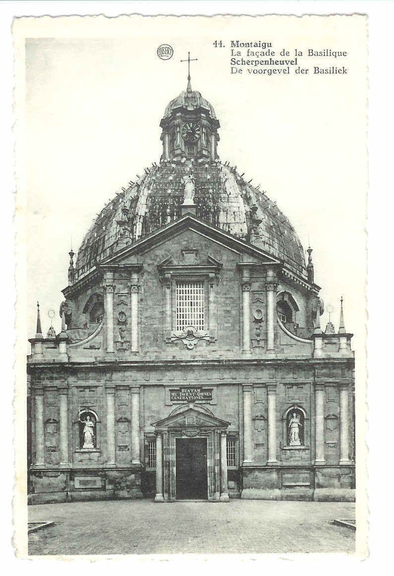 COB 857 Oblitéré SCHERPENHEUVEL Sur Carte MONTAIGU - La Façade De La Basilique - 1951-1975 Heraldieke Leeuw