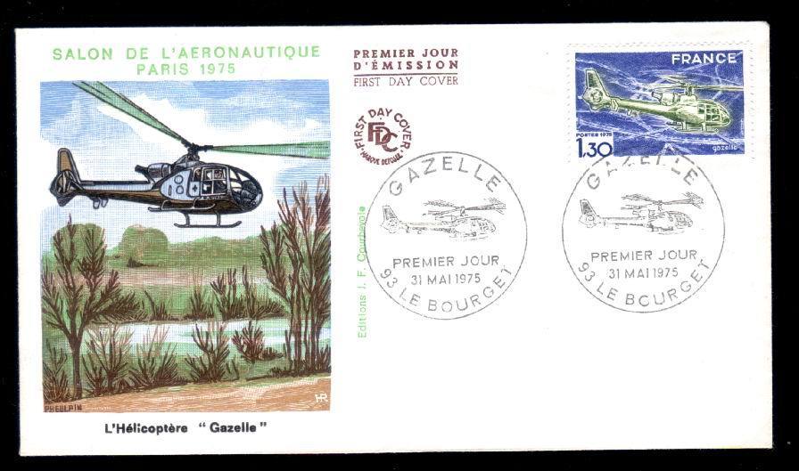 France 1975 FDC  With Helicopters"Gazelle". - Helicopters