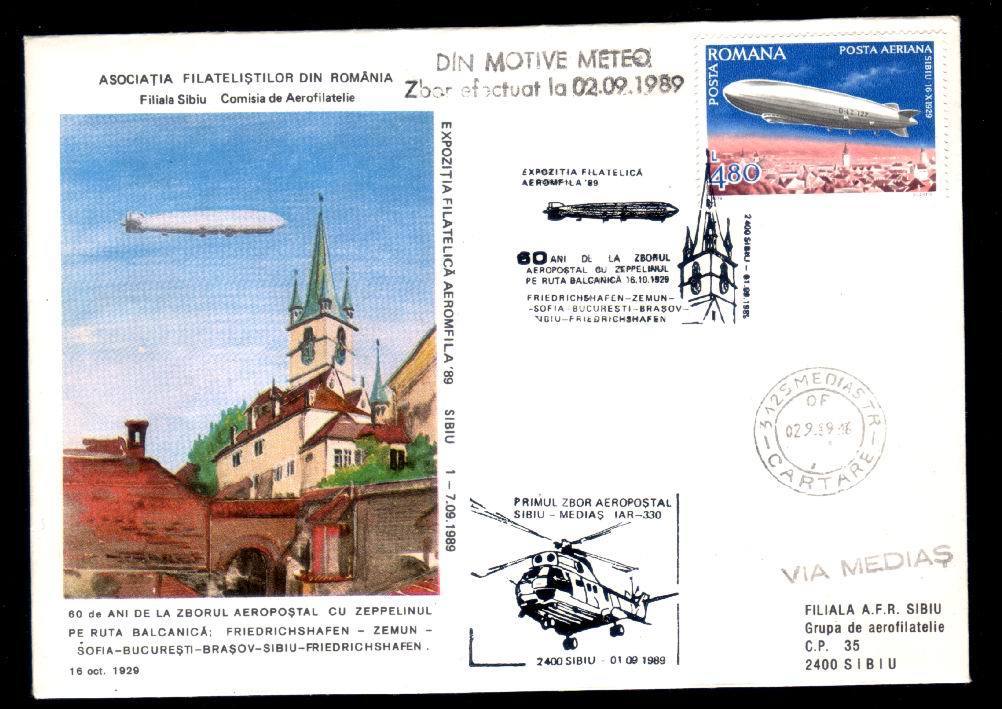 Romania 1989 Cover  With Helicopters"Zeppelins" - Helicopters