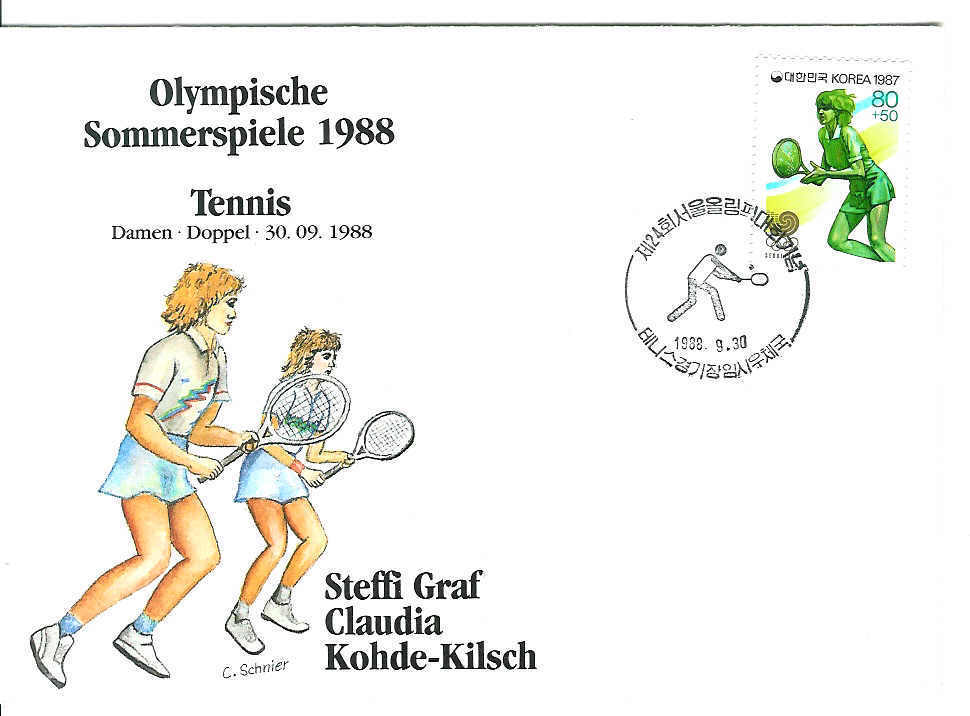 TENNIS PREMIER JOUR JEUX OLYMPIQUES ETE SEOUL 1988 DAME - Summer 1988: Seoul