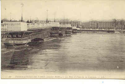 1437 Inondations De Paris Le Pont Et Place De La Concorde LL 88 - Inondations De 1910