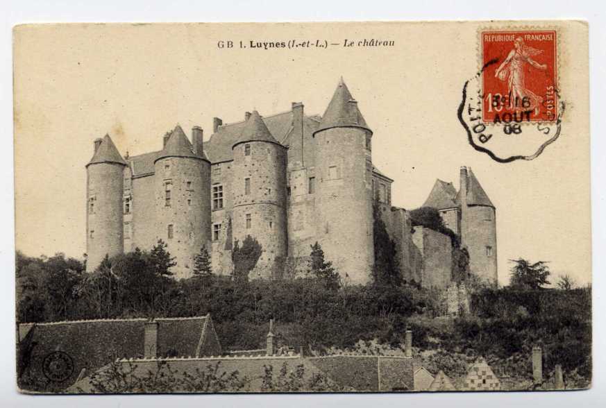 Réf 71  - LUYNES - Le Château (1908 - Oblitération AMBULANT Poitiers à Tours Au Recto Et Au Verso) - Luynes