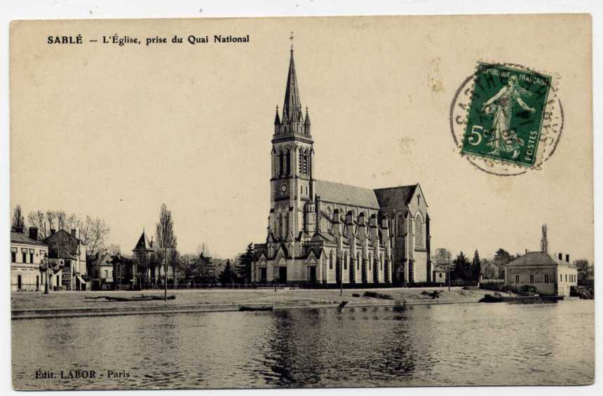 Réf 71  - SABLE - L'église Prise Du Quai National (1914) - Sable Sur Sarthe