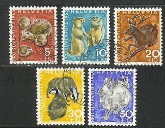 SWITZERLAND 1965 Used Stamp(s) Pro Juventute 826-830 #3758 - Usados